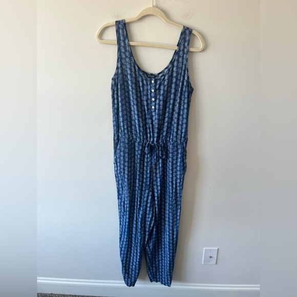 Chaps Pants - Chaps by Ralph Lauren Blue Summer Sleeveless Jumpsuit Size M Pockets